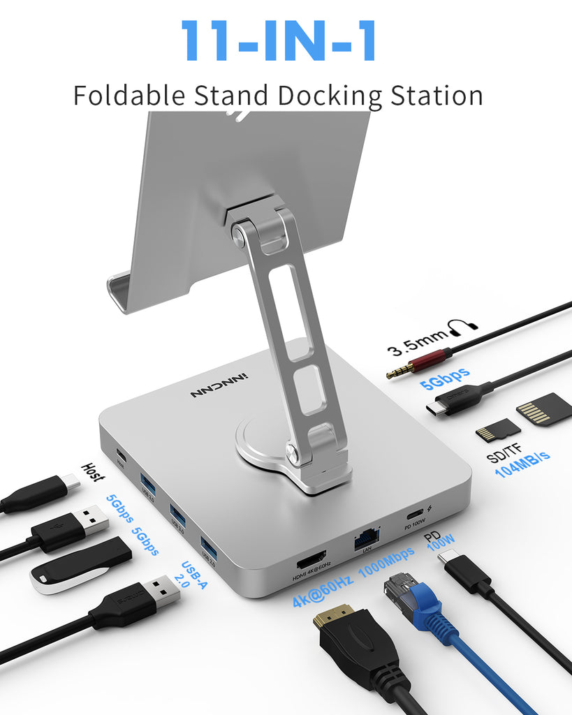 USB C Hub Stand to HDMI 4K 60Hz 1000M Ethernet for iPad Pro Nintendo S ...