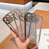 Plating Process Clear iPhone Case with Camera Glass Protector