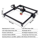 80W CNC Laser Engraver Cutter Machine for Metal Wood Acrylic (15 x 15 inch)