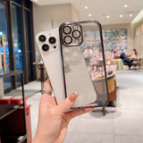 Plating Process Clear iPhone Case with Camera Glass Protector