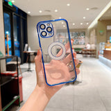 Diamond Texture Clear iPhone Case with Camera Glass Protector