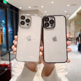 Plating Process Clear iPhone Case with Camera Glass Protector