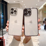 Plating Process Clear iPhone Case with Camera Glass Protector