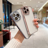 Plating Process Clear iPhone Case with Camera Glass Protector
